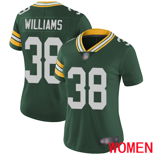 Green Bay Packers Limited Green Women #38 Williams Tramon Home Jersey Nike NFL Vapor Untouchable